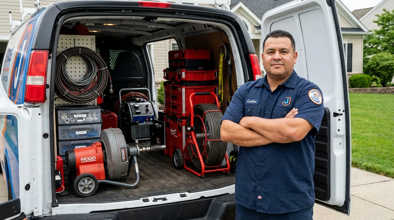 Professional drain cleaning equipment and Johns Plumbing LLC plumber in Litchfield