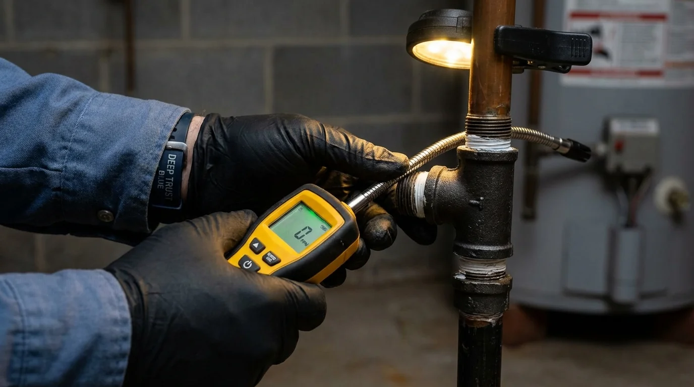 Gas leak detection with electronic sniffer by Johns Plumbing LLC in Litchfield